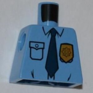 973pb1008 – Torso Police Shirt with Gold Badge, Dark Blue Tie and Wrinkles Pattern