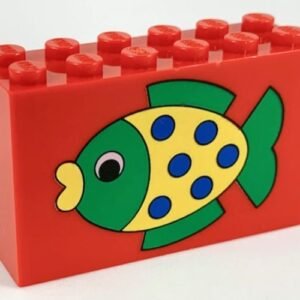 6213pb06 – Brick 2 x 6 x 3 with Green and Yellow Fish Pattern