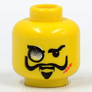 3626bpx127 – Minifigure, Head Glasses with Monocle, Scar, and Goatee Pattern – Blocked Open Stud