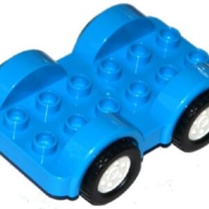 11841c03 – Duplo Car Base 2 x 6 with Four Black Tires and White Wheels on Fixed Axles