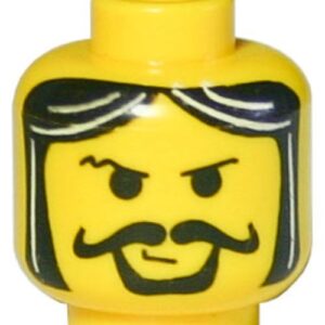 3626bpx68 – Minifigure, Head Moustache Curly, Gray Streaks in Hair Pattern – Blocked Open Stud