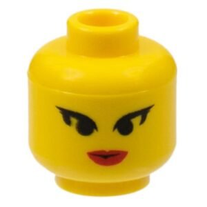 3626bpb0021 – Minifigure, Head Female Black Pointed Eyelashes, Red Lips Pattern – Blocked Open Stud