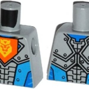 973pb2256 – Torso Nexo Knights Armor with Orange Emblem with Yellow Crowned Lion, Dark Azure Panels Pattern