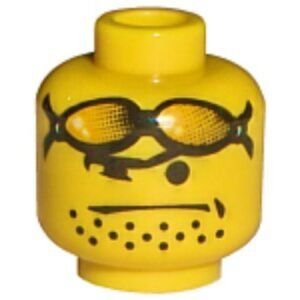 3626bpb0116 – Minifigure, Head Glasses with Orange Sunglasses on Forehead, Stubble Pattern – Blocked Open Stud