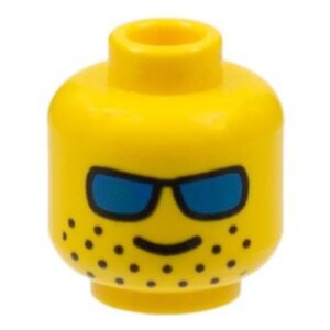 3626bpb0176 – Minifigure, Head Glasses with Blue Sunglasses and Wide-Spaced Stubble Pattern – Blocked Open Stud