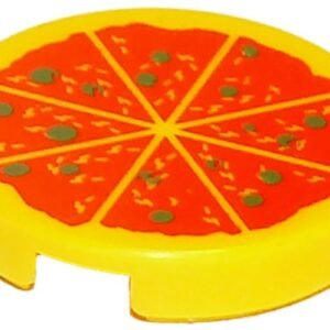 14769pb011 – Tile, Round 2 x 2 with Bottom Stud Holder with Pizza Pattern