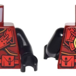 973pb2608c01 – Torso Ninjago Armor with Red Straps and Utility Belt with Fire Power Emblem Pattern / Black Arms / Black Hands