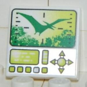 3068bpb0428 – Tile 2 x 2 with Groove with Pteranodon Dino Hunting Screen, Buttons and Toggle Pattern