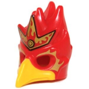 16656pb02 – Minifigure, Headgear Mask Bird (Phoenix) with Yellow Beak and Elaborate Gold Headpiece with Red Flames Pattern