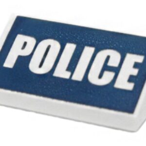 85984pb070 – Slope 30 1 x 2 x 2/3 with White 'POLICE' on Dark Blue Background Pattern
