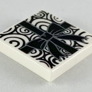 3068bpb1223 – Tile 2 x 2 with Groove with Black Spirals and Gift Wrap Ribbon and Bow Pattern