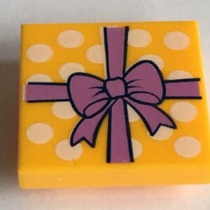 11203pb012 – Tile, Modified 2 x 2 Inverted with Gift Wrap Medium Lavender Bow and White Dots Pattern