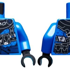 973pb3262c01 – Torso Ninjago Armor Tattered with Dark Blue Sash Pattern / Blue Arms / Black Hands