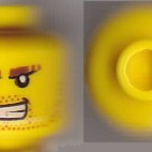 3626cpb0312 – Minifigure, Head Beard Stubble, Brown Eyebrows, Bared Teeth, White Pupils Pattern – Hollow Stud
