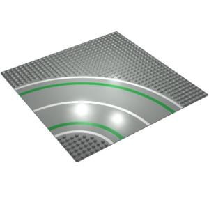 2359p01 – Baseplate, Road 32 x 32 7-Stud Curve with Road Pattern