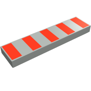 2431p79 – Tile 1 x 4 with 5 Red Stripes Pattern