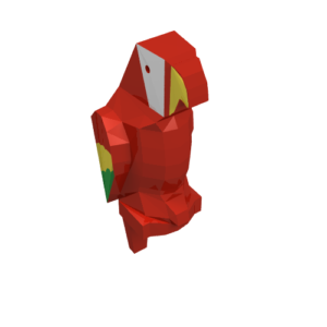 2546p01 – Bird, Parrot with Small Beak with Green and Yellow Feathers, White Face and Yellow Beak Pattern