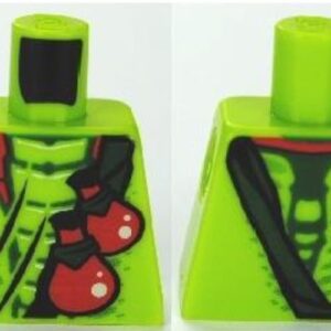 973pb1047 – Torso Ninjago Snake with Dark Green Belt and Red Vials Pattern