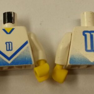 973pb0176c01 – Torso Soccer Blue Chevron, Number 11, and Yellow Neck Pattern / White Arms / Yellow Hands