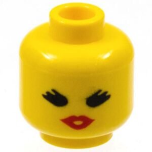 3626bpb0175 – Minifigure, Head Female with Red Lips, Open Mouth, Thick Eyelashes Pattern – Blocked Open Stud