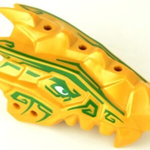 93071pb03 – Dragon Head (Ninjago) Jaw Upper Spiny with Dark Green Stripes and White Eyes Pattern