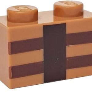 3004pb123 – Brick 1 x 2 with Reddish Brown and Dark Brown Minecraft Crafting Table Lines Pattern