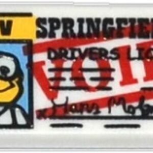 3069bpb0377 – Tile 1 x 2 with Groove with Simpsons Hans Moleman 'SPRINGFIELD DRIVERS LICENSE' with Red 'VOID' Pattern