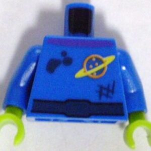 973pb0689c01 – Torso Space Ringed Planet and Black Belt, Dirt Stains Pattern / Blue Arms / Lime Hands