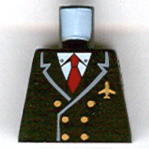 973pb0109 – Torso Airplane Pilot, Suit Double Breasted, Red Tie, Gold Buttons and Logo Pin Pattern