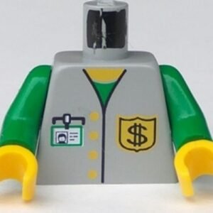 973px31c01 – Torso Bank Employee Jacket, Dollar Sign Badge and ID Pattern / Green Arms / Yellow Hands