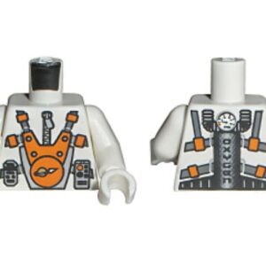 973pb0435c01 – Torso Space Mars Mission Astronaut with Orange and Silver Pattern / White Arms / White Hands