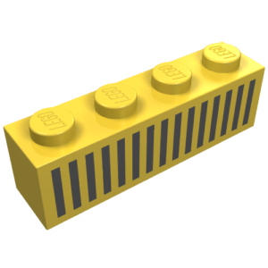 3010p04 – Brick 1 x 4 with Black Grille with 15 Vertical Lines Pattern