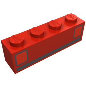 3010p09 – Brick 1 x 4 with Red Car Taillights and Black Stripe Pattern