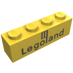 3010p30 – Brick 1 x 4 with Black Legoland Logo Pattern