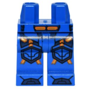 970c00pb0503 – Hips and Legs with Orange and Gold Circuitry, Dark Blue Armor, Hexagonal Knee Pads, and Boots Pattern