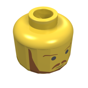 3626bps9 – Minifigure, Head Beard with Brown Eyebrows, Moustache and Beard, Black Chin Dimple Pattern – Blocked Open Stud