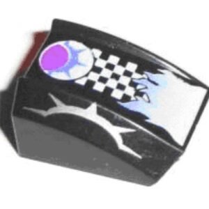 30602pb014 – Slope, Curved 2 x 2 Lip with Checkered Stripe and Flames Pattern (Spiky) – Set 4571