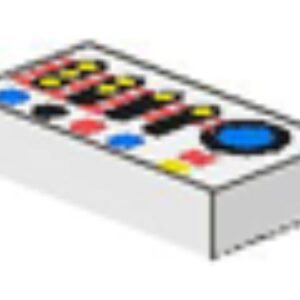 3069bp30 – Tile 1 x 2 with Groove with Control Panel with Black, Blue, Red, and Yellow Buttons and Stripes Pattern