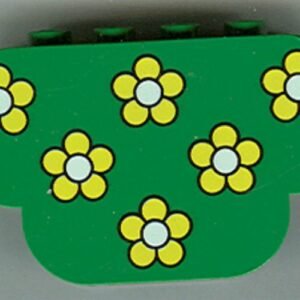 30075pb01 – Slope, Curved 6 x 2 x 3 Triple with 8 Studs with Yellow Flowers Pattern