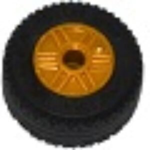 55981c03 – Wheel 18mm D. x 14mm with Pin Hole, Fake Bolts and Shallow Spokes with Black Tire 30.4 x 14 Solid (55981 / 58090)