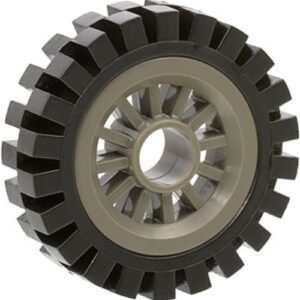 30155c01 – Wheel Spoked 2 x 2 with Pin Hole with Black Tire 24mm D. x 8mm Offset Tread – Interior Ridges (30155 / 3483)
