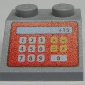 3039pb062 – Slope 45 2 x 2 with Red Cash Register and ‘+15’ Pattern