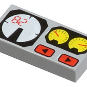 3069bpx19 – Tile 1 x 2 with Groove with Red 82, Yellow and White Gauges Pattern