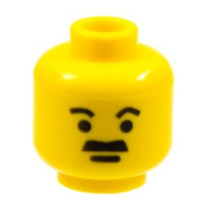 3626bpx11 – Minifigure, Head Moustache Thick Flat and Short Eyebrows Pattern – Blocked Open Stud