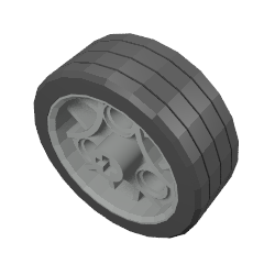 44293c01 – Wheel 36.8 x 14 ZR with Axle Hole, 3 Pin Holes, and Fixed Black Rubber Tire