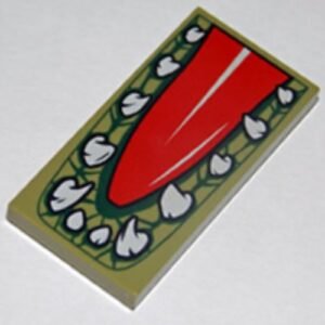 87079pb0158 – Tile 2 x 4 with Red Tongue and Crocodile Teeth Pattern