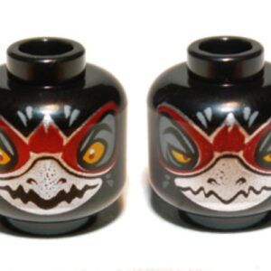 3626cpb0891 – Minifigure, Head Dual Sided Alien Chima Raven with Silver Beak and Dark Red Markings, Wide Eyes / Narrow Eyes Pattern (Razar) – Hollow Stud