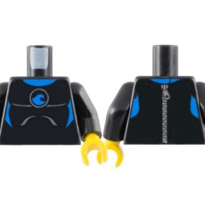 973pb1435c01 – Torso Wetsuit with Blue Sign and Lines and Dark Bluish Gray Stripes Front and Silver Zipper Back Pattern / Black Arms / Yellow Hands