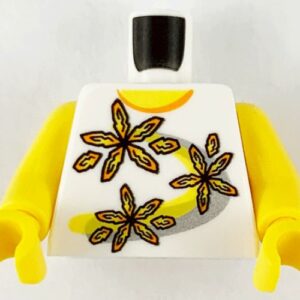 973pb0089c01 – Torso Shirt 3 Flowers over Yellow and Silver Stripe Pattern (Snap) / Yellow Arms / Yellow Hands