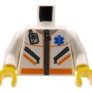 973px500c01 – Torso Hospital EMT Star of Life, Zipper, Zippered Pockets, Radio Pattern / White Arms / Yellow Hands